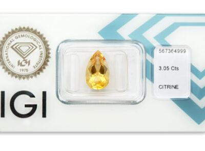 citrín 3.05ct orangy yellow s IGI certifikátem