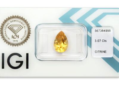 citrín 3.07ct orange - yellow s IGI certifikátem