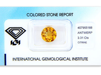 citrín 3.31ct yellowish orange s IGI certifikátem
