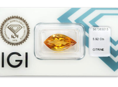 citrín 5.92ct deep yellowish orange s IGI certifikátem