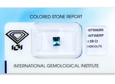 indigolit 0.59ct blue s IGI certifikátem