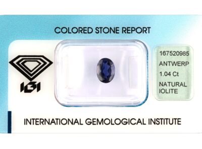 iolit 1.04ct violetish blue s IGI certifikátem