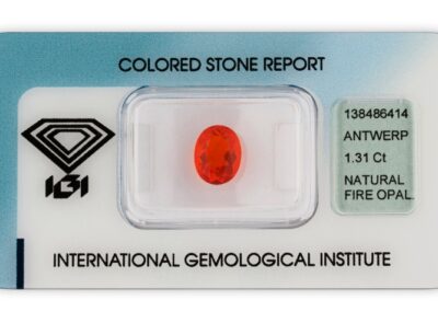 ohnivý opál 1.31ct orange s IGI certifikátem