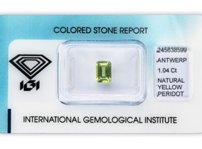 peridot 1.04ct green-yellow s IGI certifikátem