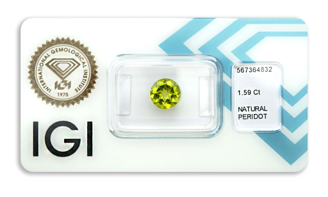 peridot 1.59ct green - yellow s IGI certifikátem