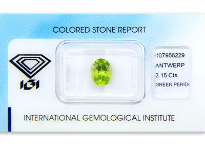 peridot 2.15ct yellow-green s IGI certifikátem