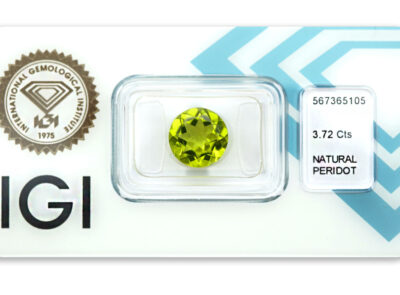 peridot 3.72ct yellow - green s IGI certifikátem