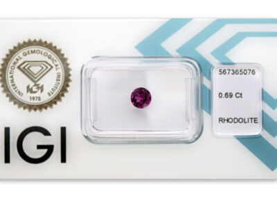 rhodolit 0.69ct deep pink - purple s IGI certifikátem