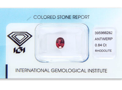 rhodolit 0.84ct purplish reddish pink s IGI certifikátem