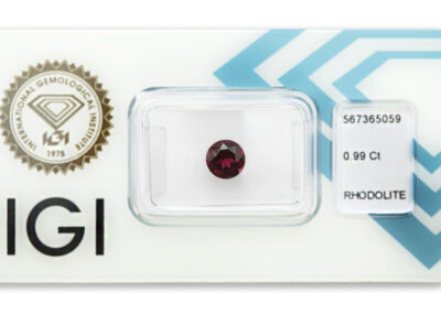 rhodolit 0.99ct deep purplish pink - red s IGI certifikátem