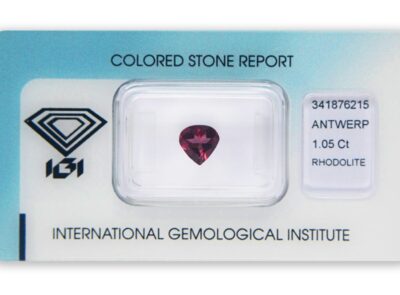 rhodolit 1.05ct pinkish purple s IGI certifikátem