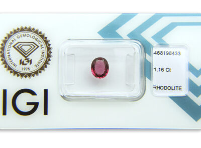 rhodolit 1.16ct purplish pink s IGI certifikátem