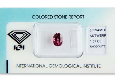 rhodolit 1.57ct pinkish purple s IGI certifikátem