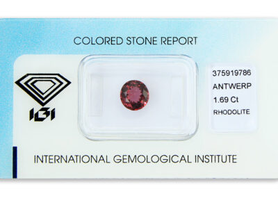 rhodolit 1.69ct purplish pink s IGI certifikátem
