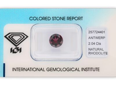 rhodolit 2.04ct purplish pink-red s IGI certifikátem
