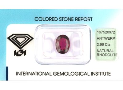 rhodolit 2.99ct purple s IGI certifikátem