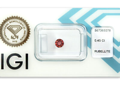 rubelit 0.45ct orangy pink s IGI certifikátem