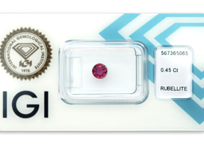 rubelit 0.45ct purplish pink s IGI certifikátem