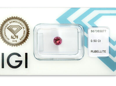 rubelit 0.50ct purplish pink s IGI certifikátem