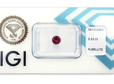rubelit 0.53ct purple - pink s IGI certifikátem