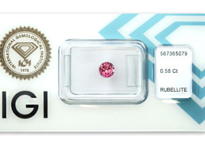 rubelit 0.58ct purplish pink s IGI certifikátem