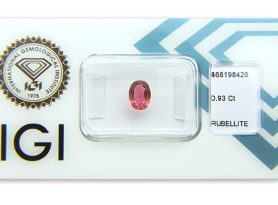 rubelit 0.93ct purplish pink s IGI certifikátem