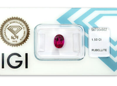rubelit 1.50ct deep reddish purplish pink s IGI certifikátem