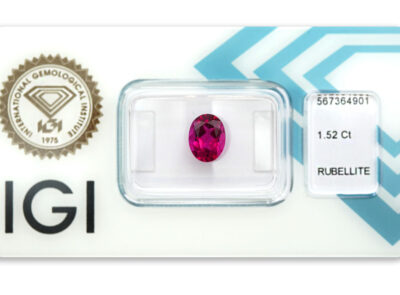 rubelit 1.52ct deep purplish reddish pink s IGI certifikátem