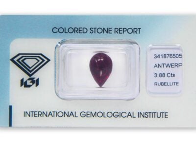 rubelit 3.88ct reddish purple s IGI certifikátem