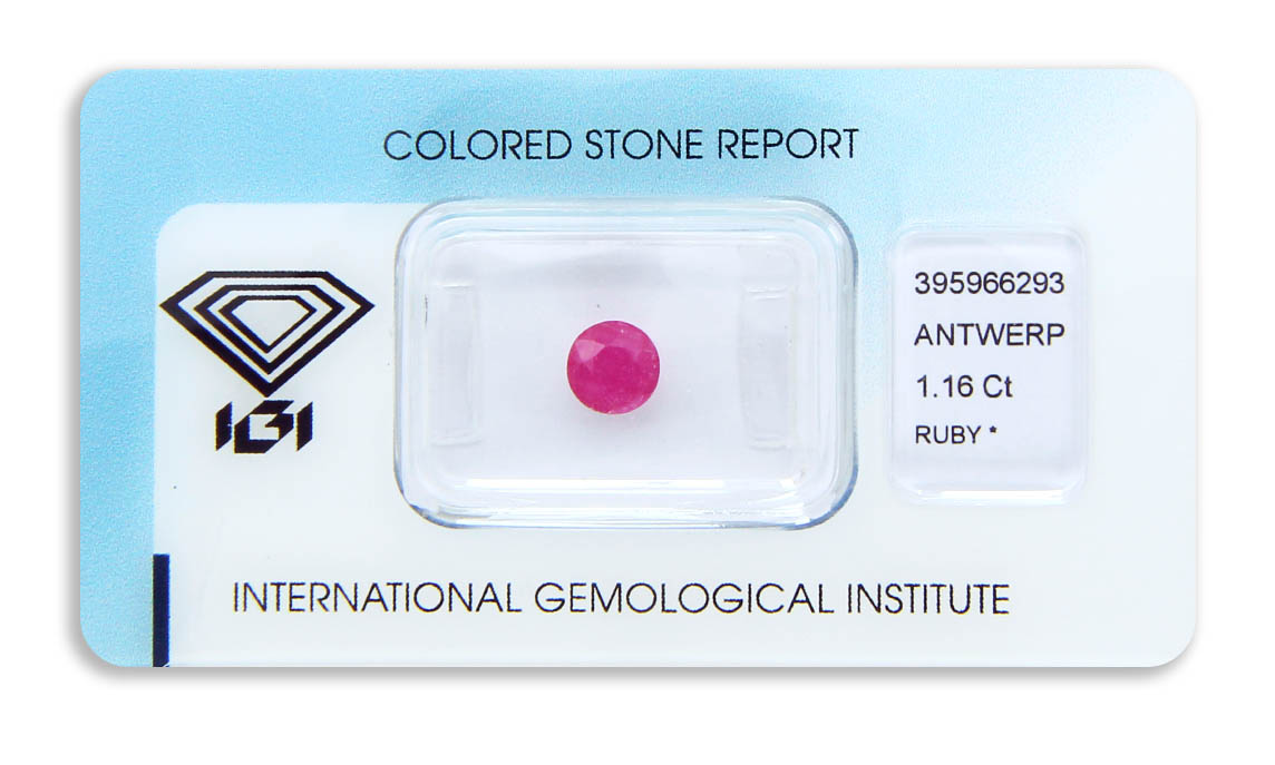 rubín 1.16ct deep purplish pink-red s IGI certifikátem