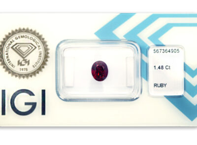 rubín 1.48ct deep pink - red s IGI certifikátem
