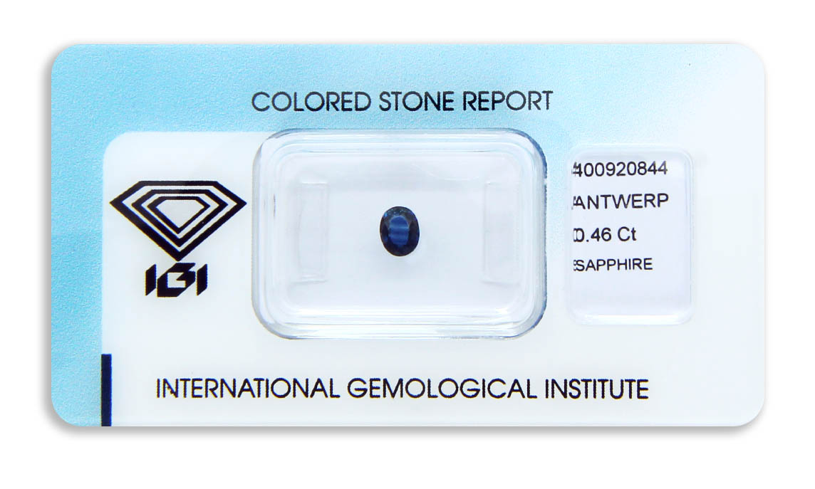 safír 0.46ct deep blue (tepelně neupraven) s IGI certifikátem