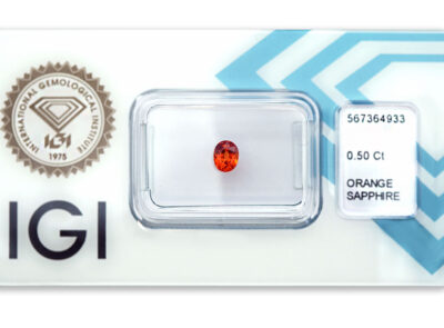 safír 0.50ct deep orange s IGI certifikátem