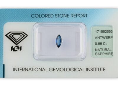 safír 0.55ct blue s IGI certifikátem