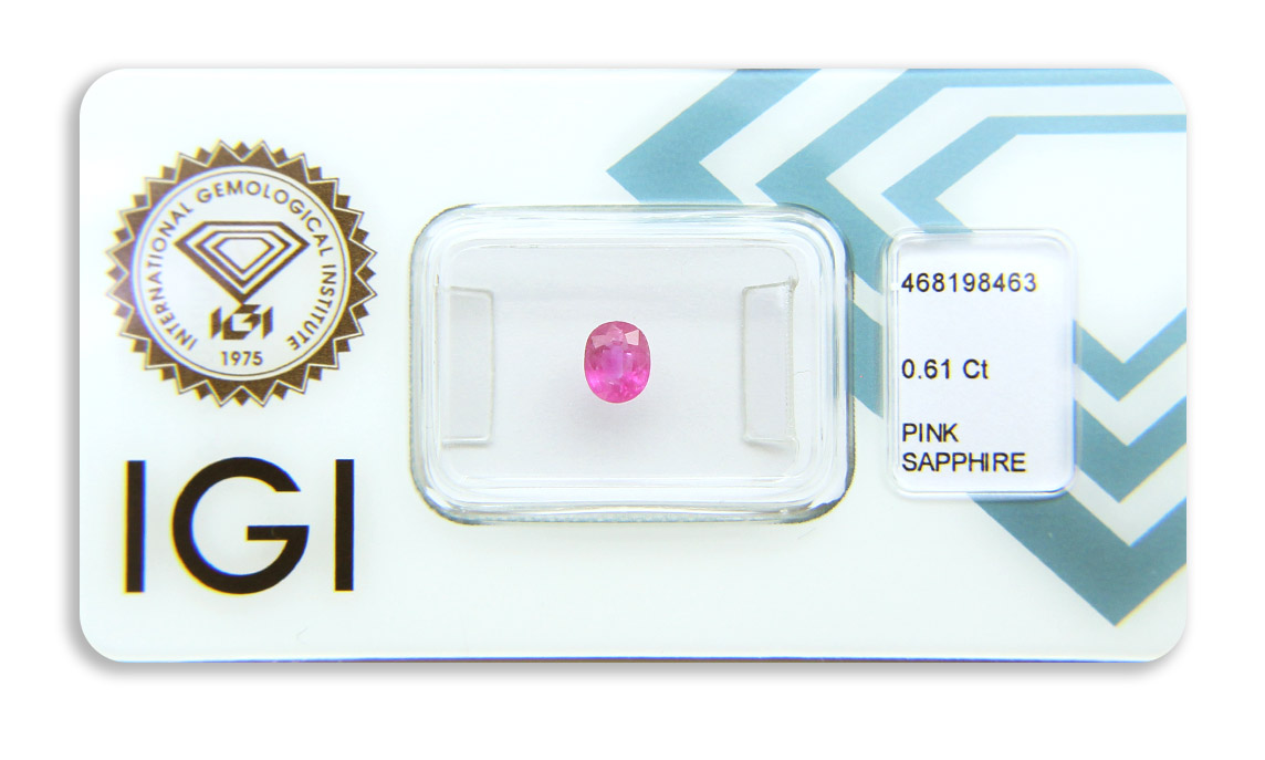 safír 0.61ct purplish pink s IGI certifikátem