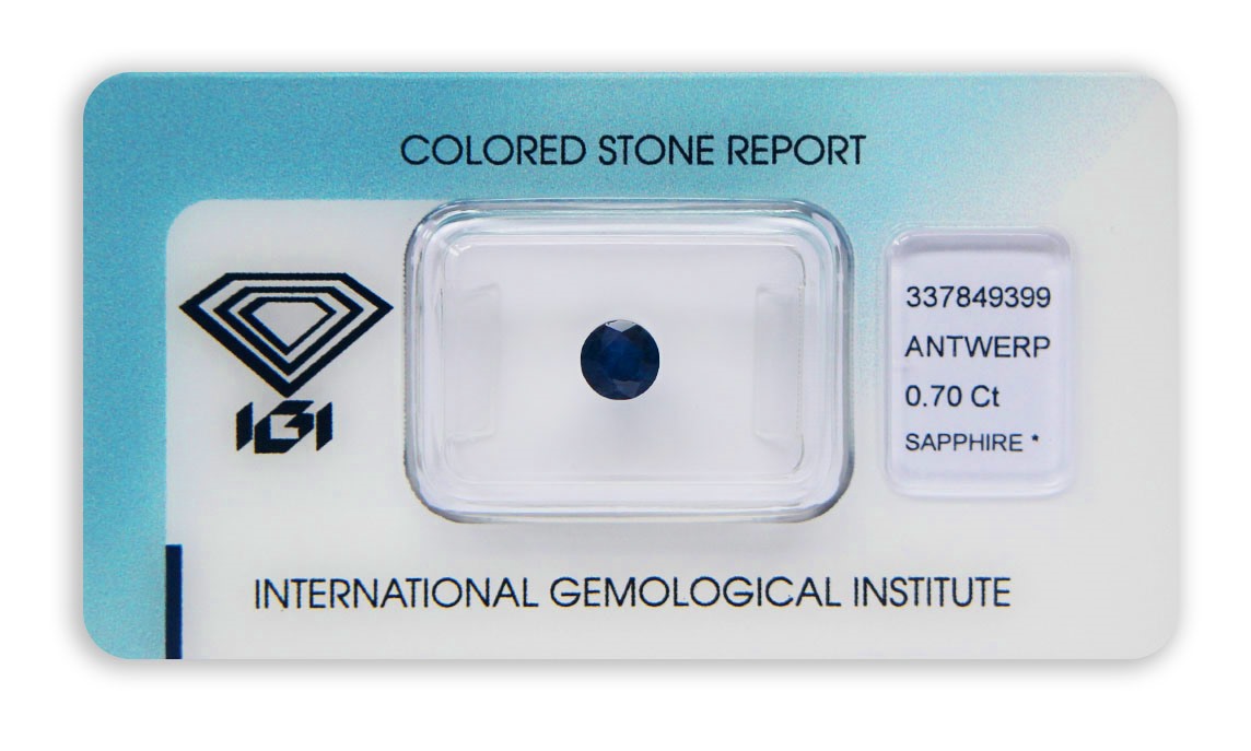 safír 0.70ct dark blue s IGI certifikátem