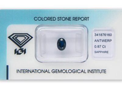 safír 0.87ct dark blue (tepelně neupraven) s IGI certifikátem