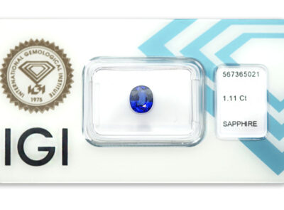 safír 1.11ct deep blue (tepelně neupraven) s IGI certifikátem
