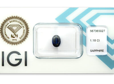 safír 1.18ct deep blue s IGI certifikátem