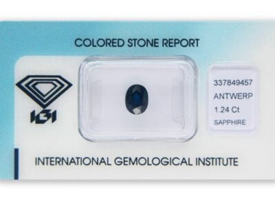 safír 1.24ct dark blue (tepelně neupraven) s IGI certifikátem