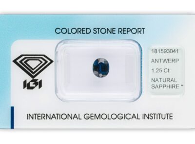 safír 1.25ct dark blue (tepelně neupraven) s IGI certifikátem