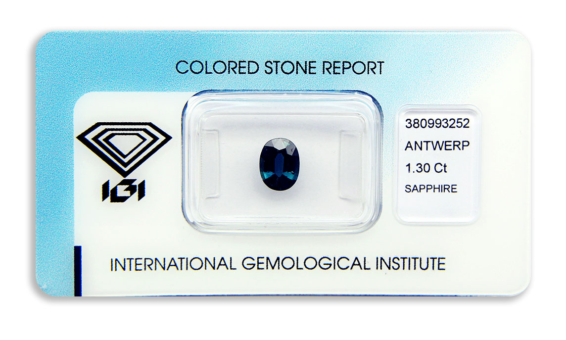 safír 1.30ct deep blue (tepelně neupraven) s IGI certifikátem