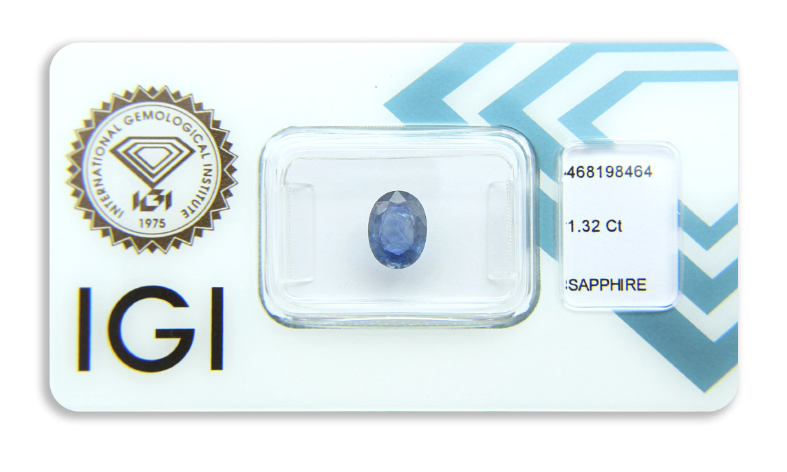 safír 1.32ct blue s IGI certifikátem