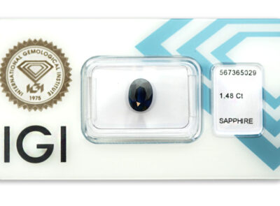 safír 1.48ct deep blue (tepelně neupraven) s IGI certifikátem