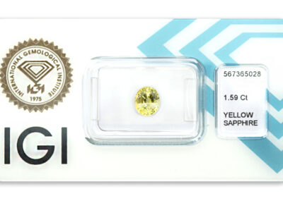 safír 1.59ct greenish yellow s IGI certifikátem