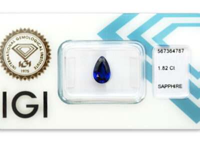 safír 1.82ct deep blue s IGI certifikátem