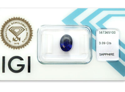 safír 3.09ct deep violetish blue (tepelně neupraven) s IGI certifikátem