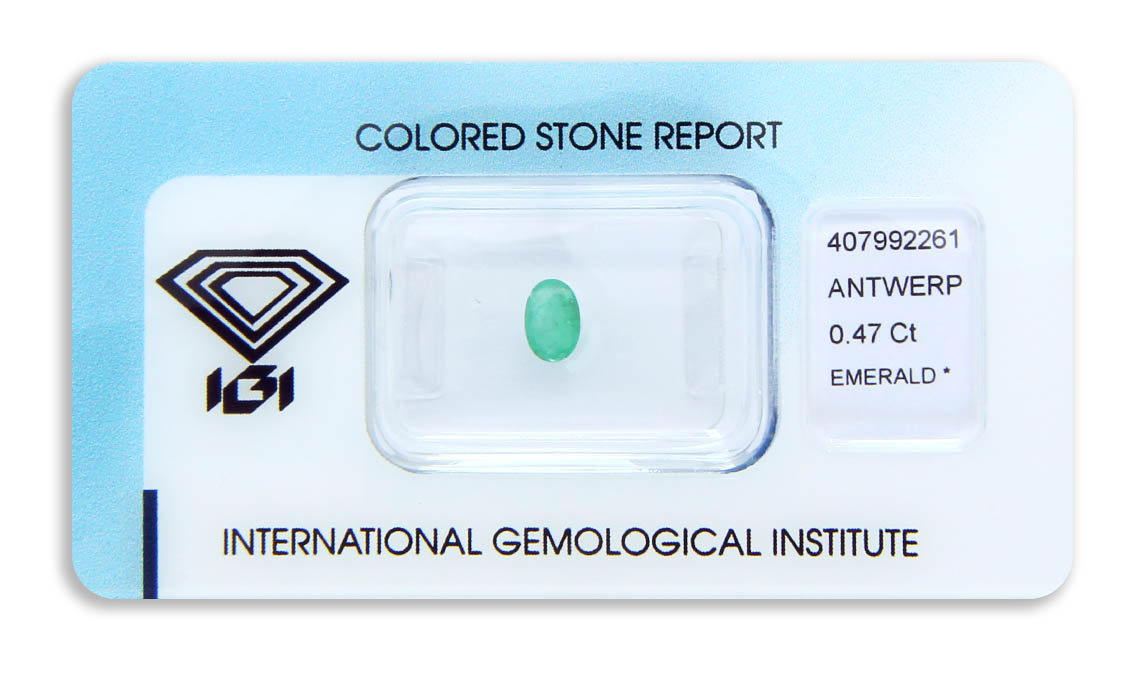 smaragd 0.47ct green s IGI certifikátem