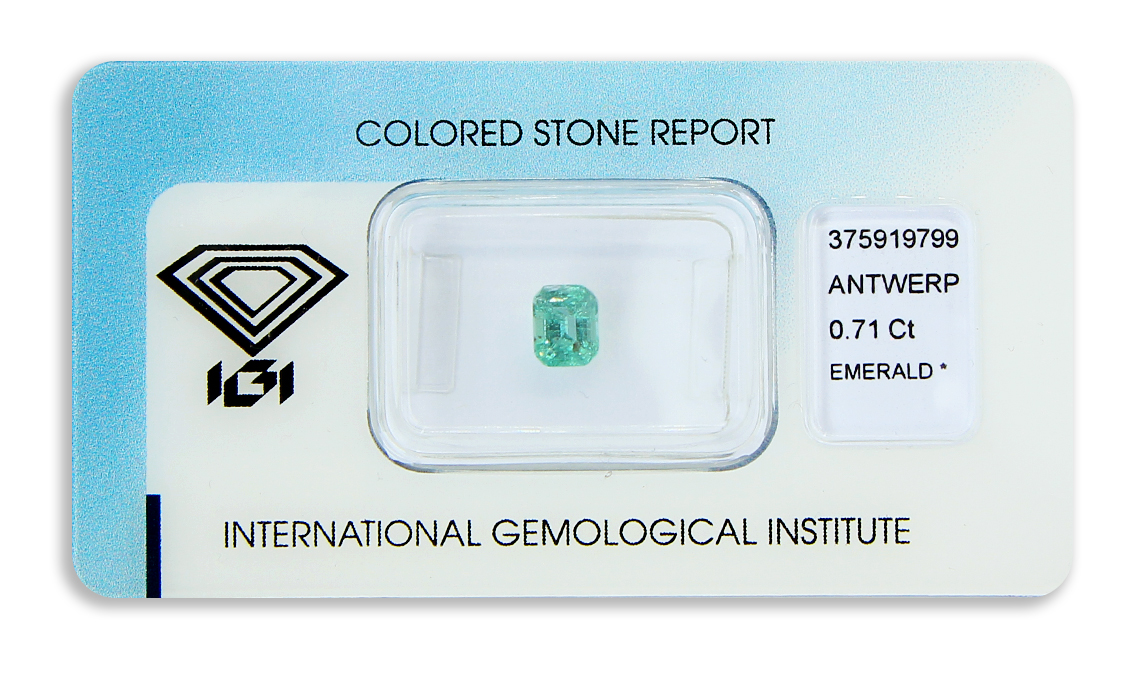 smaragd 0.71ct green s IGI certifikátem
