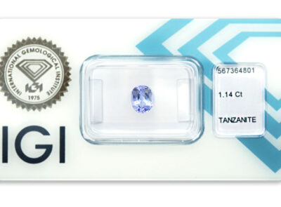 tanzanit 1.14ct light bluish violet s IGI certifikátem